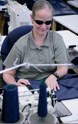 Photo of blind woman working